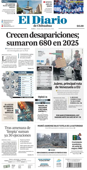 Cover of El Diario de Chihuahua