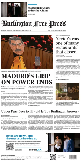 Cover of Burlington Free Press