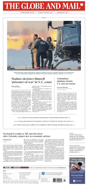 Cover of The Globe and Mail (Ottawa/Quebec Edition)