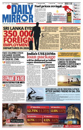 Cover of Daily Mirror (Sri Lanka)