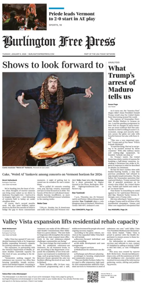 Cover of Burlington Free Press