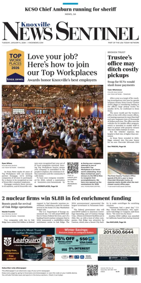 Cover of Knoxville News Sentinel