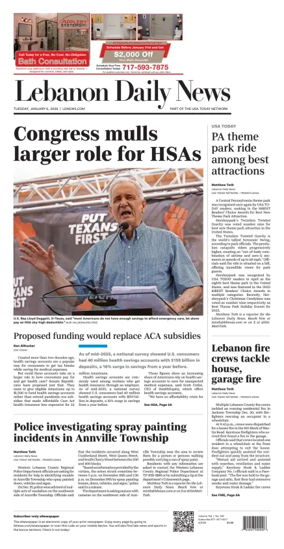 Cover of Lebanon Daily News