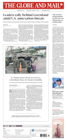 Cover of The Globe and Mail (Prairie Edition)