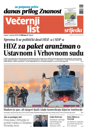 Cover of Vecernji list - Zagreb