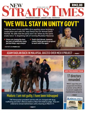 Cover of New Straits Times