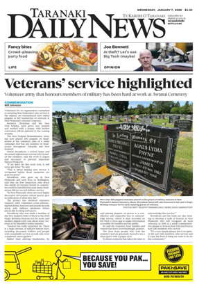 Cover of Taranaki Daily News