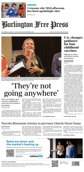 Cover of Burlington Free Press