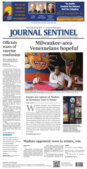 Cover of Milwaukee Journal Sentinel