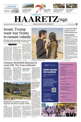 Cover of Haaretz english edition (Friday)