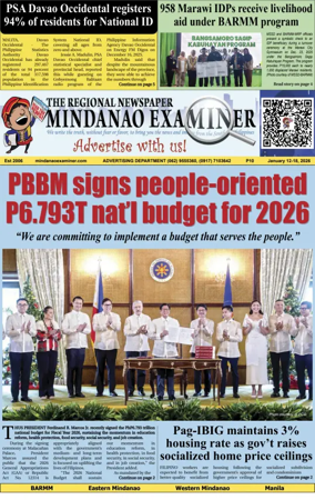 Cover of The Mindanao Examiner Regional Newspaper