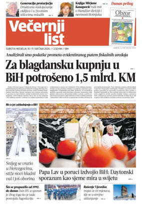 Cover of Vecernji list BiH
