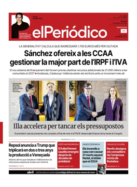 Cover of El Periódico de Catalunya (Català)