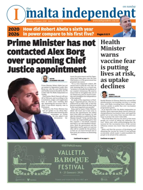 Cover of The Malta Independent on Sunday