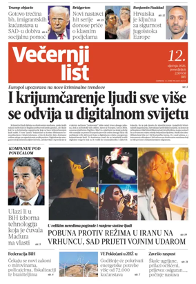 Cover of Vecernji list BiH