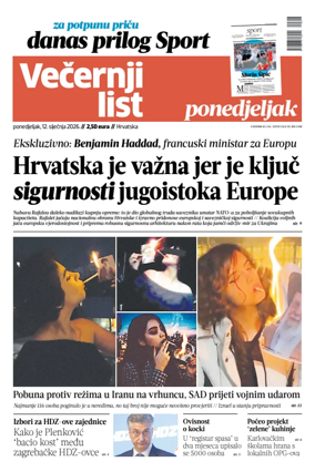 Cover of Vecernji list - Hrvatska