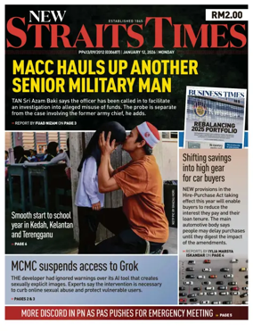 Cover of New Straits Times