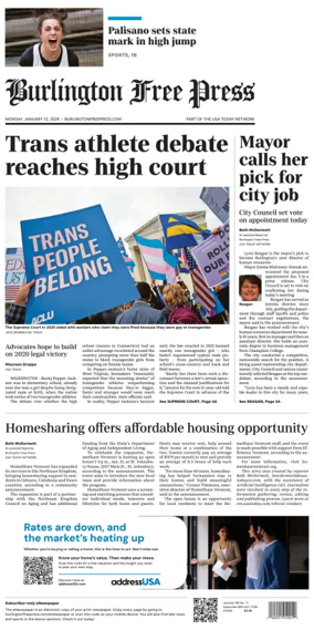 Cover of Burlington Free Press