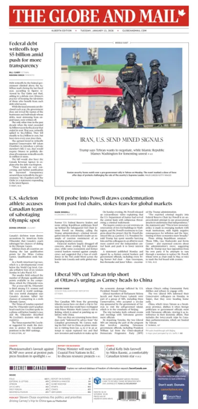 Cover of The Globe and Mail (Alberta Edition)