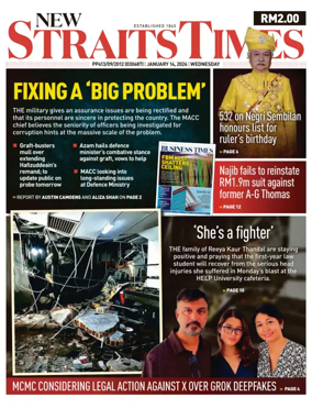 Cover of New Straits Times