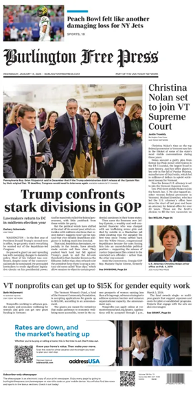 Cover of Burlington Free Press