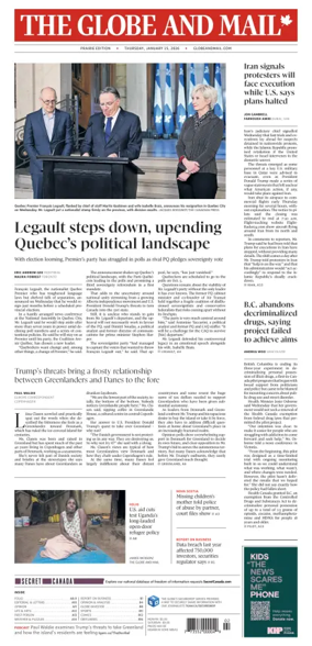 Cover of The Globe and Mail (Prairie Edition)