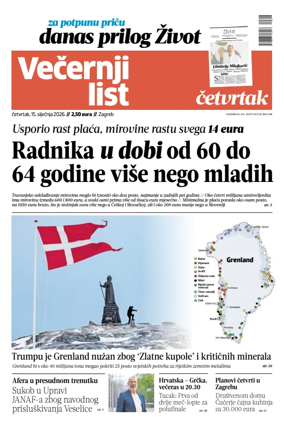 Cover of Večernji list - Zagreb