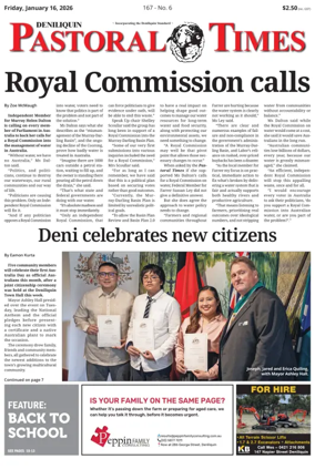 Cover of Deniliquin Pastoral Times