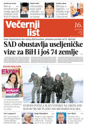 Cover of Vecernji list BiH