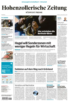 Cover of Hohenzollerische Zeitung