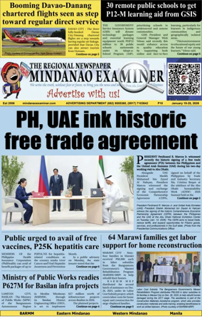 Cover of The Mindanao Examiner Regional Newspaper