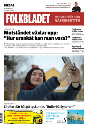 Cover of Folkbladet Vasterbotten