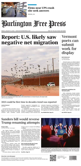 Cover of Burlington Free Press