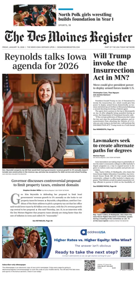 Cover of The Des Moines Register