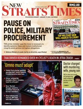 Cover of New Straits Times