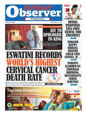 Cover of Sunday Observer (Eswatini)
