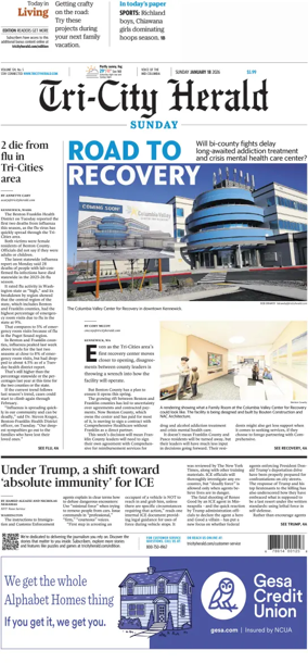 Cover of Tri-City Herald (Sunday)