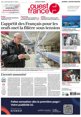 Cover of Ouest-France (Quimper Centre-Finistere)