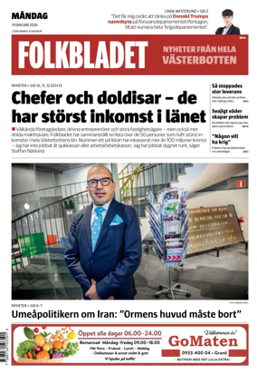 Cover of Folkbladet Vasterbotten