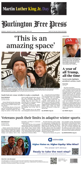 Cover of Burlington Free Press