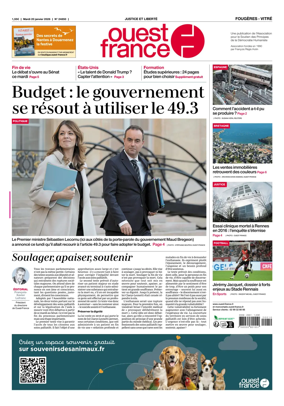 Cover of Ouest-France (Fougeres Vitre)