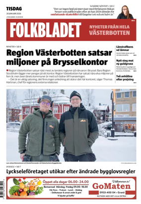 Cover of Folkbladet Vasterbotten