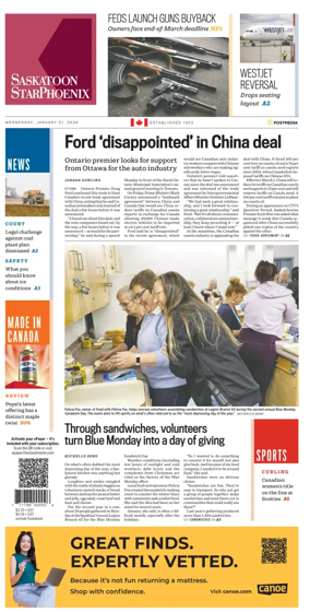 Cover of Saskatoon StarPhoenix