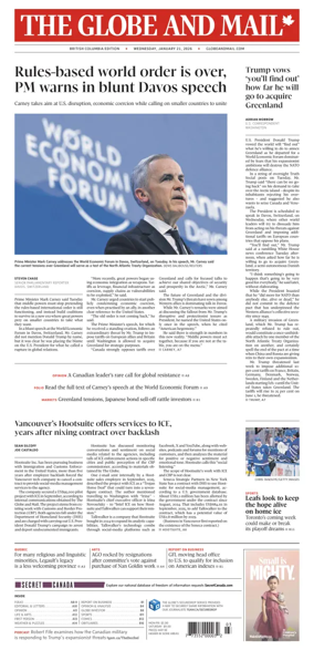 Cover of The Globe and Mail (BC Edition)