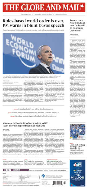 Cover of The Globe and Mail (Ontario Edition)