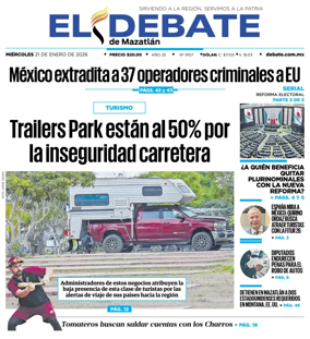 Cover of El Debate de Mazatlan