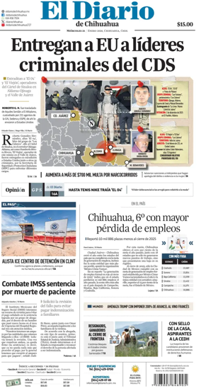 Cover of El Diario de Chihuahua