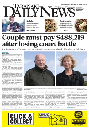 Cover of Taranaki Daily News