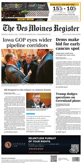 Cover of The Des Moines Register