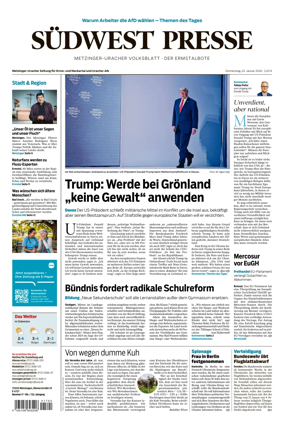 Cover of Sudwest Presse - Metzinger Uracher Volksblatt - Der Ermstalbote